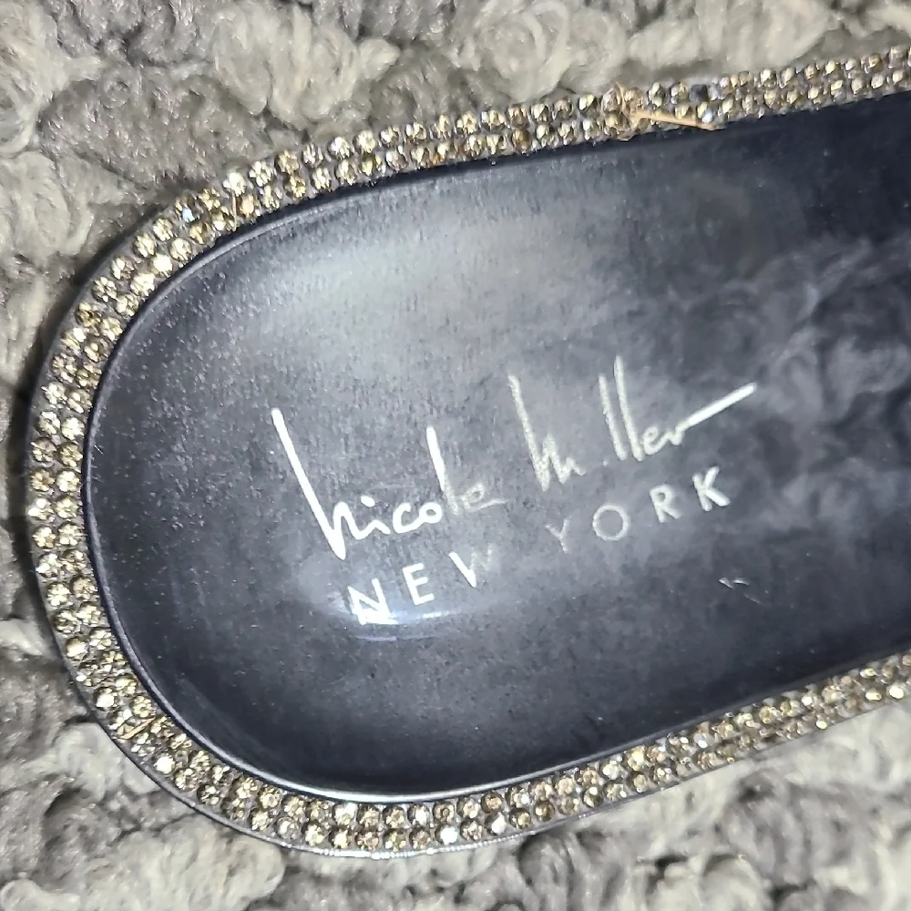 Nicole Miller Clear Gray Rhinestone Studded Jelly Slide Slip On Sandals Size 8‎ - Picture 3 of 7